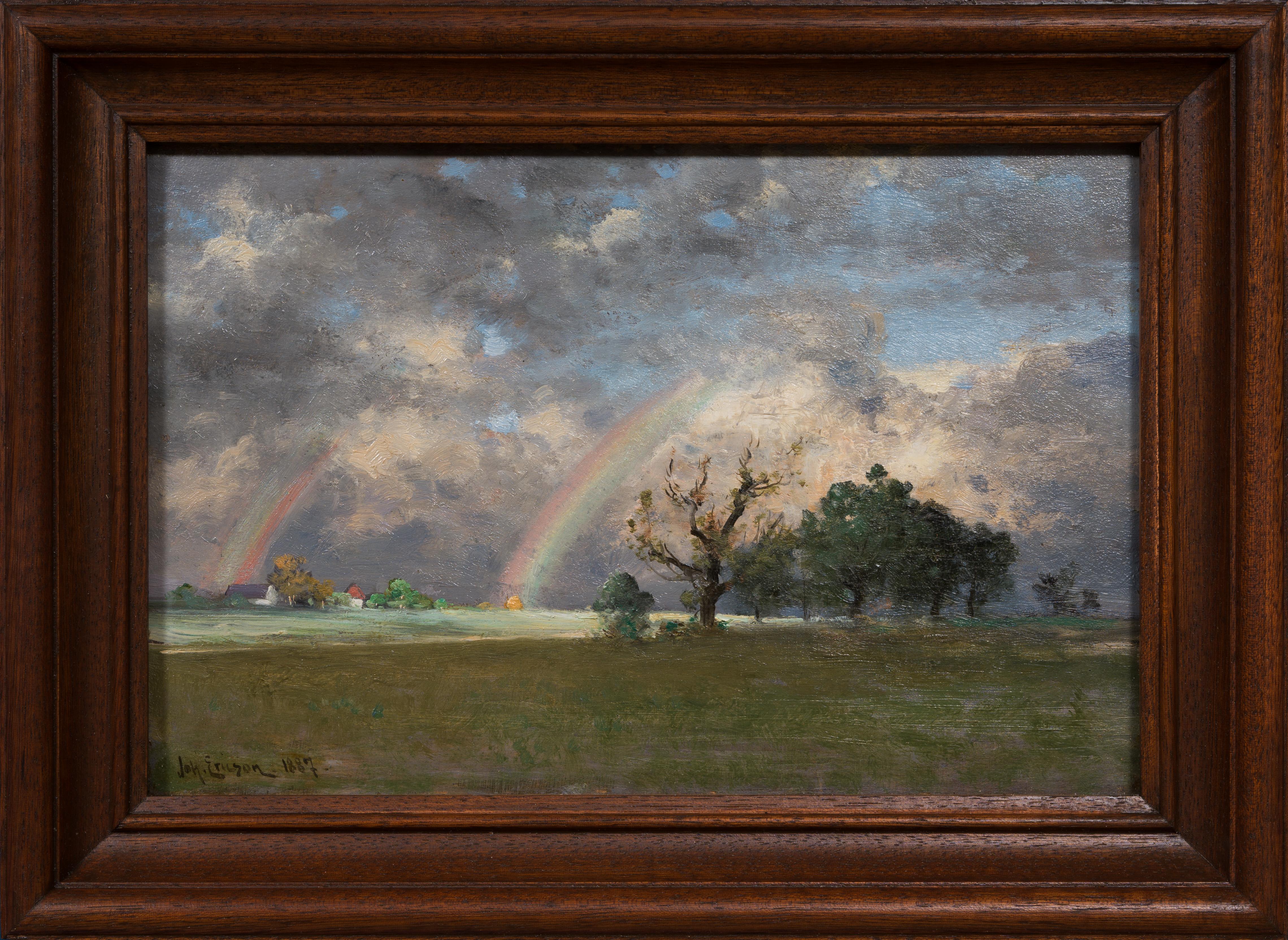 Paesaggio con doppio arcobaleno, 1887 - Painting Impressionismo di Johan Ericson