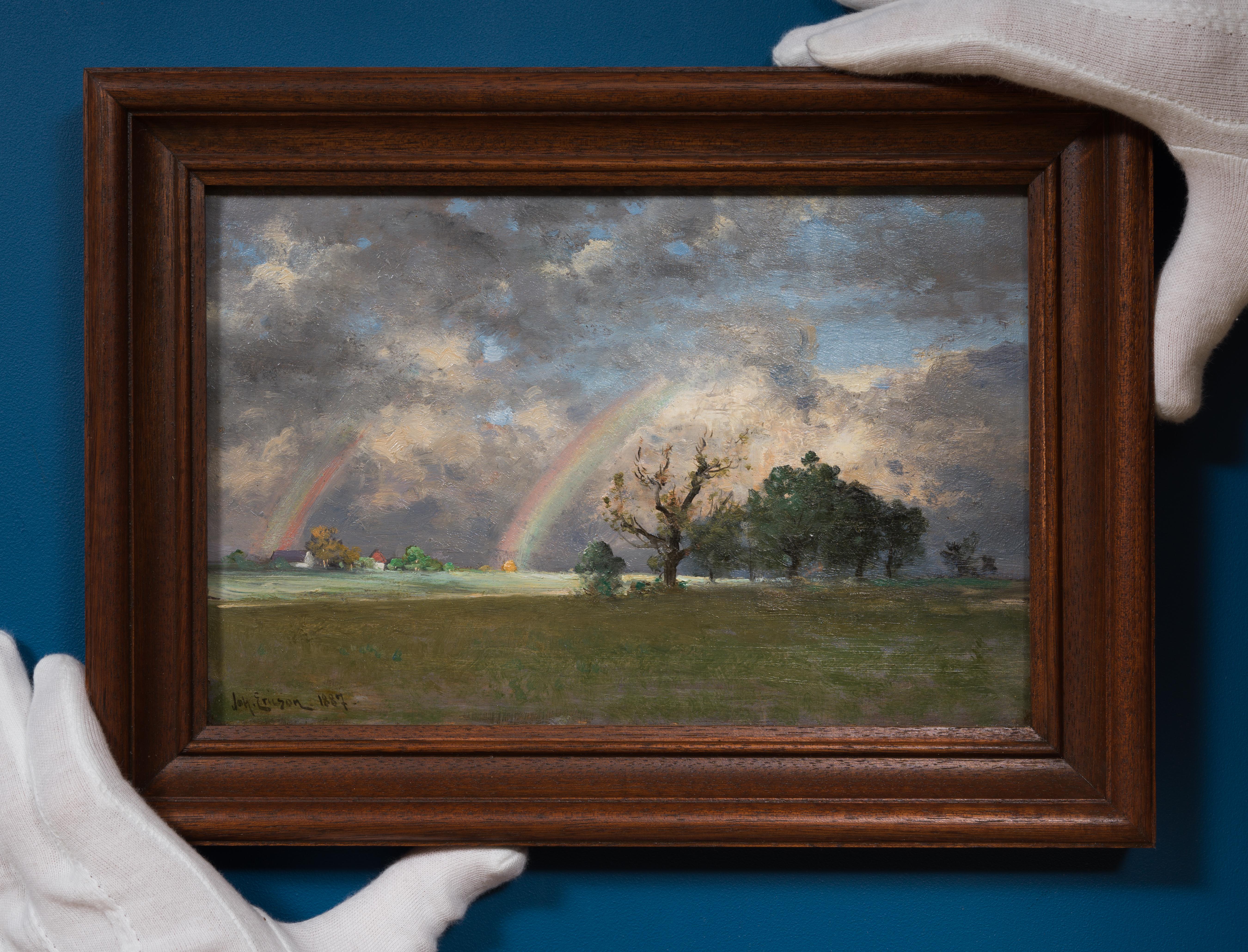 Paesaggio con doppio arcobaleno, 1887 - Figurative Painting Nero di Johan Ericson