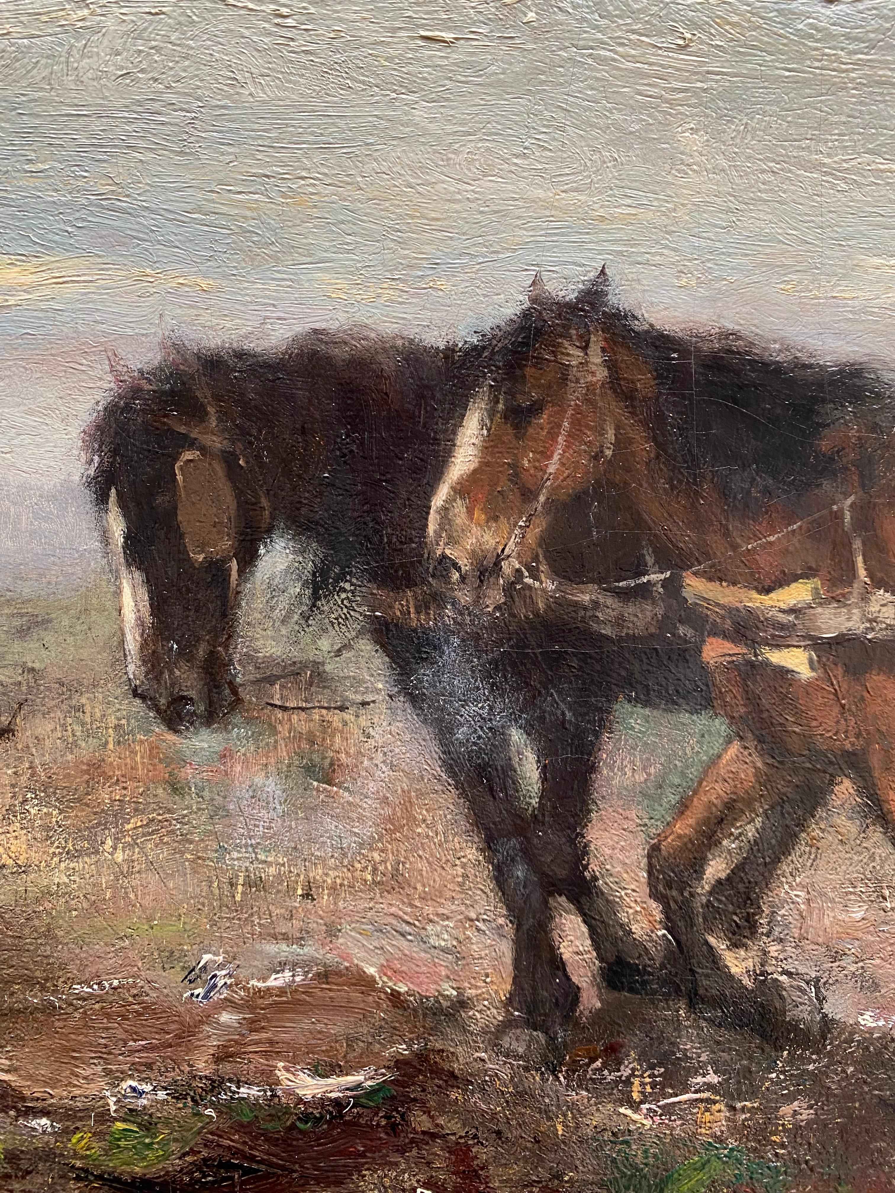 'Spring Ploughing with Two Horses' by Johan Scherrewitz (1868 – 1951) For Sale 5