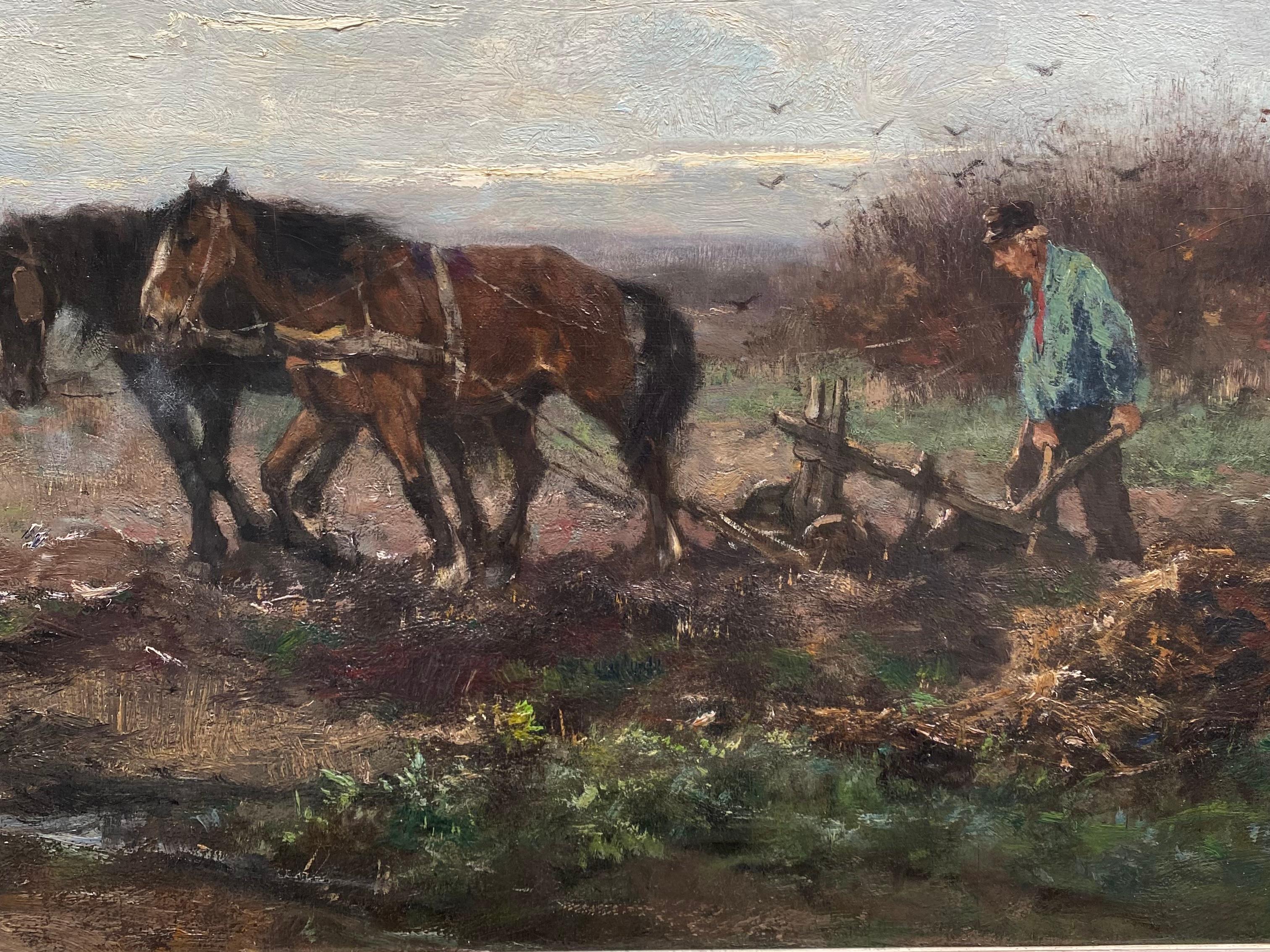 'Spring Ploughing with Two Horses' by Johan Scherrewitz (1868 – 1951) For Sale 2