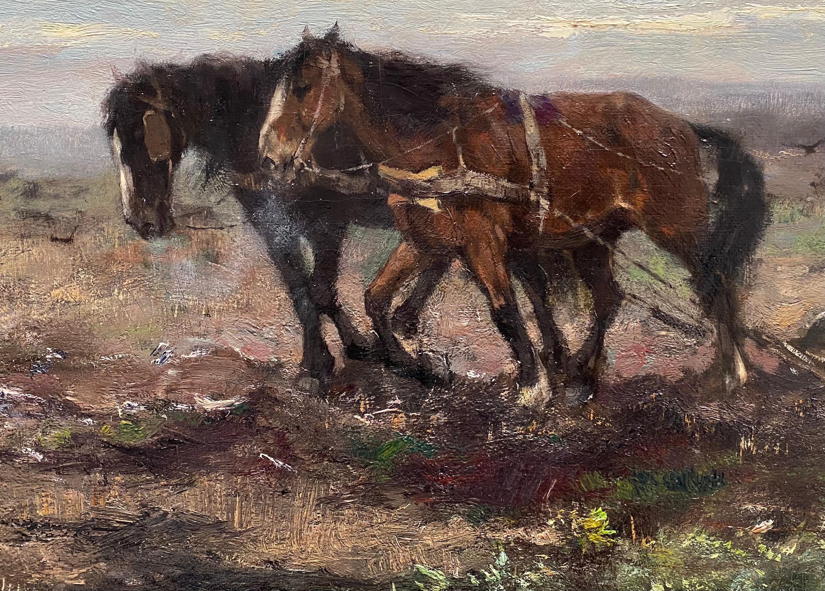 'Spring Ploughing with Two Horses' by Johan Scherrewitz (1868 – 1951) For Sale 3