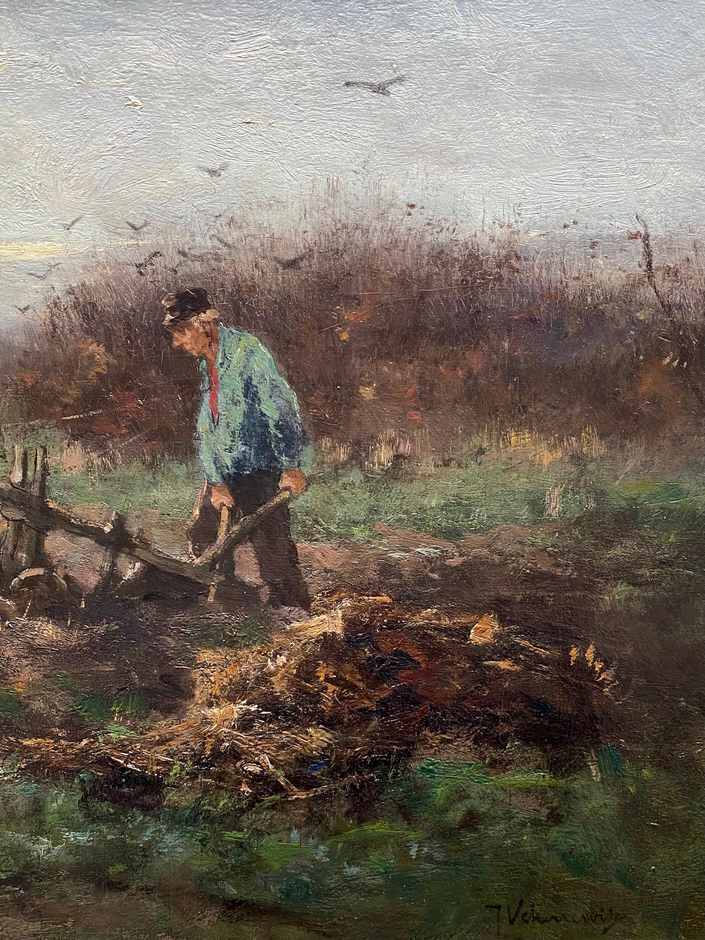 'Spring Ploughing with Two Horses' by Johan Scherrewitz (1868 – 1951) For Sale 4