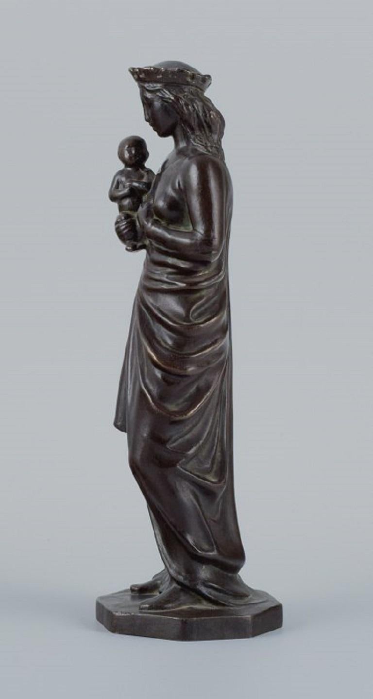Johan G. C. Galster, dänischer Bildhauer. Bronzefigur der Jungfrau Maria und des Kindes. (Französisch) im Angebot