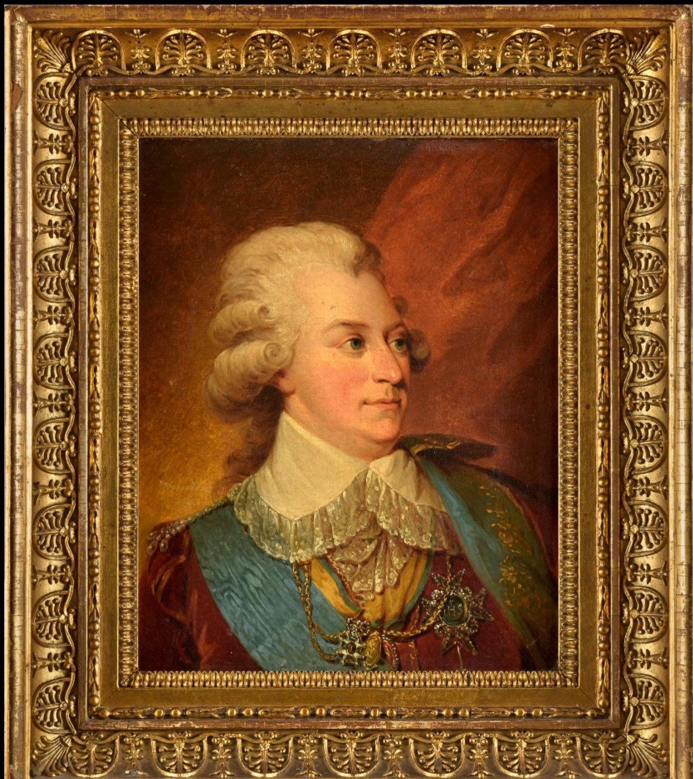 Johan Gustaf Sandberg Portrait Painting - Gustav III, Portrait by Johan Gustav Sandberg in Period Frame