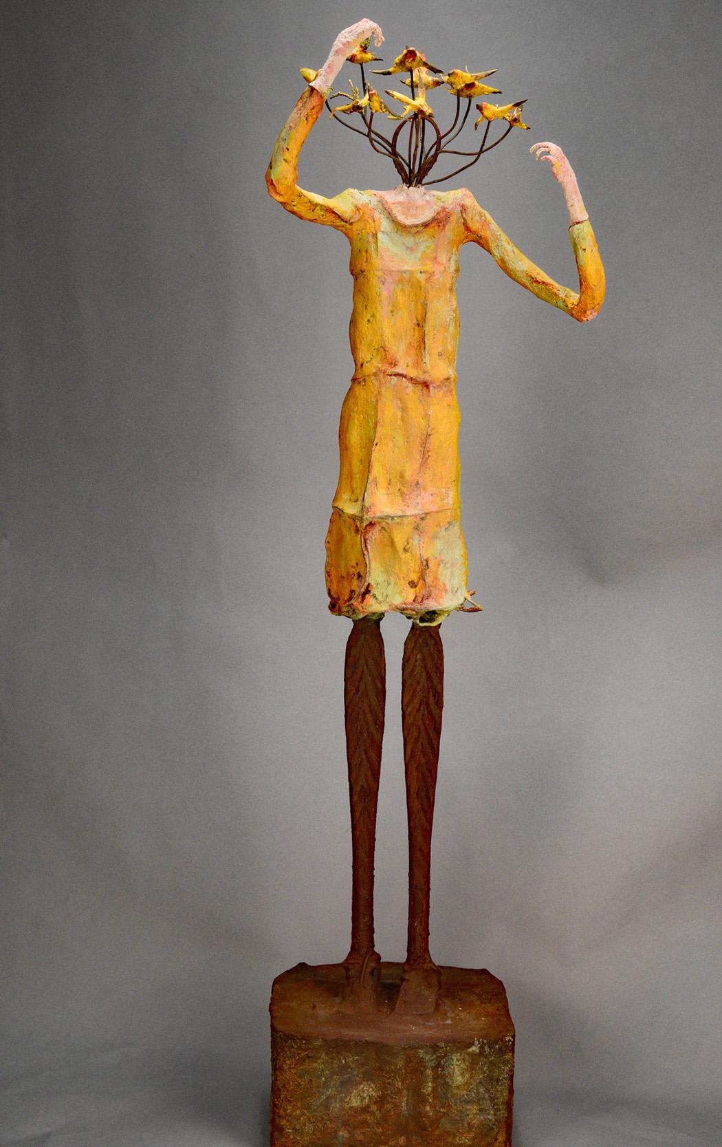 Johan Hagaman Figurative Sculpture - Yellow Birds