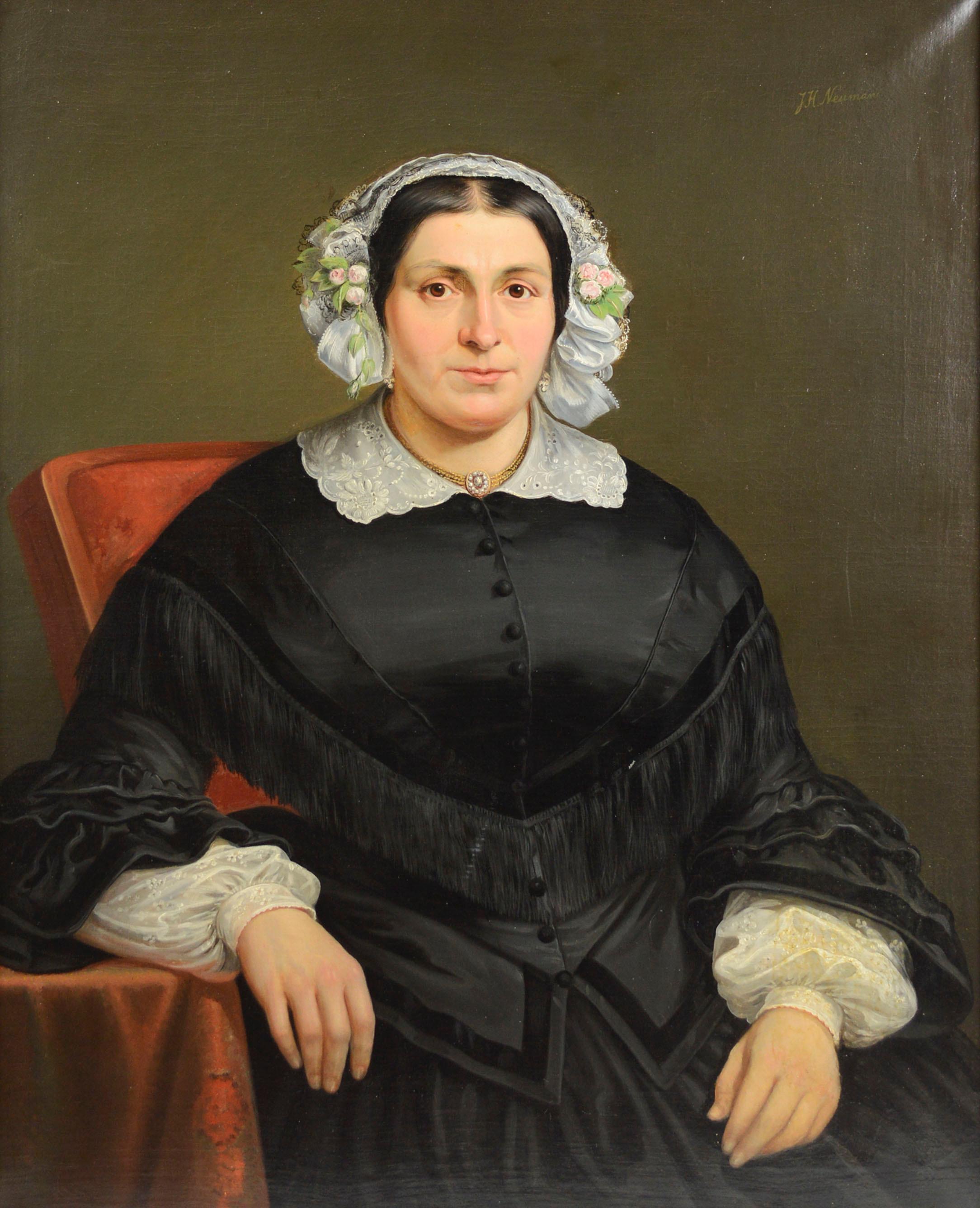Portrait de Gerardina Van Osch par l'artiste néerlandais Johan Hendrik Neuman (néerlandais) - Painting de Johan Heinrich Neuman