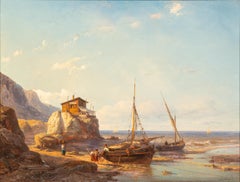 Baia dei pescatori con due barche da pesca sulla spiaggia' di Johan Hendrik Meijer