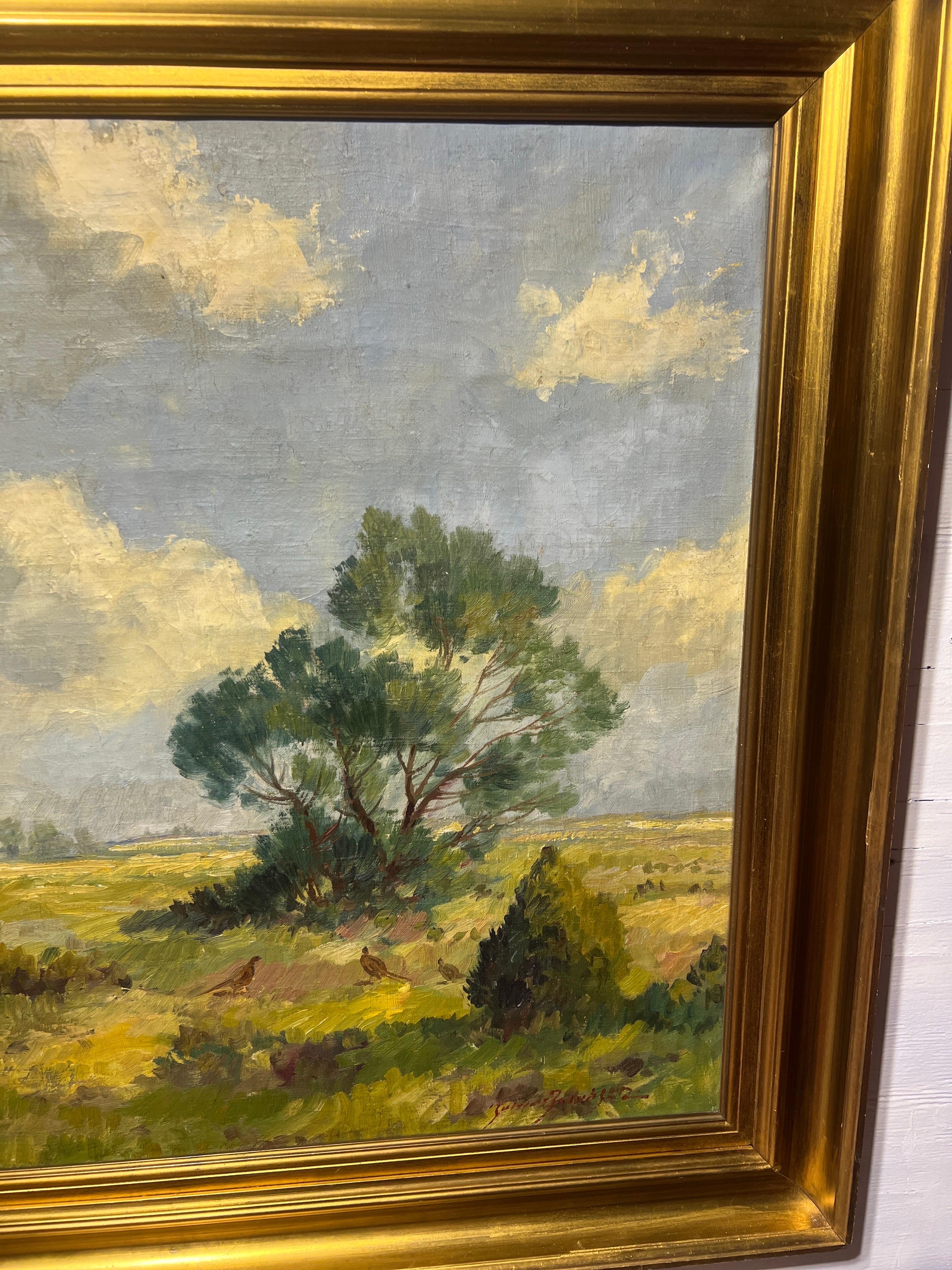 Johan Jacobsen (Danish, 1883-1953), Countryside Landscape Oil on Canvas In Good Condition In Atlanta, GA