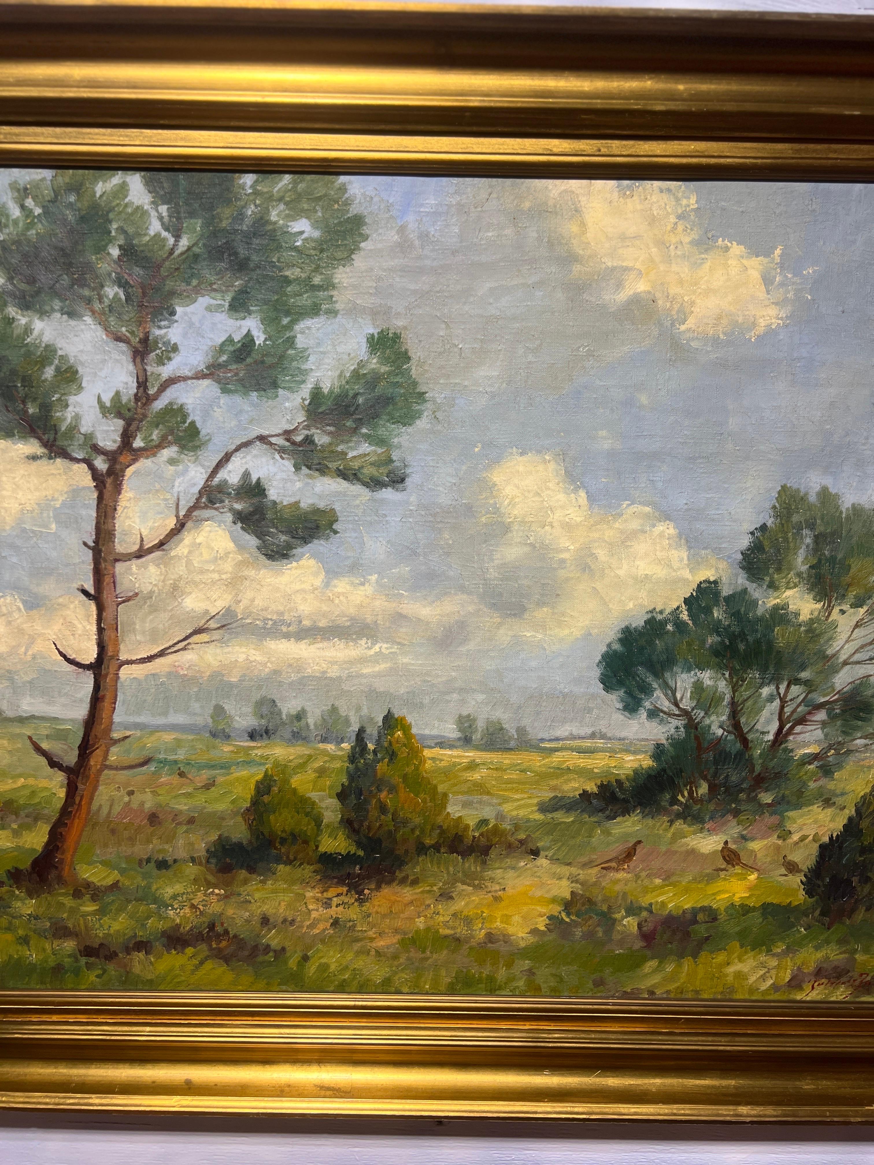 20th Century Johan Jacobsen (Danish, 1883-1953), Countryside Landscape Oil on Canvas
