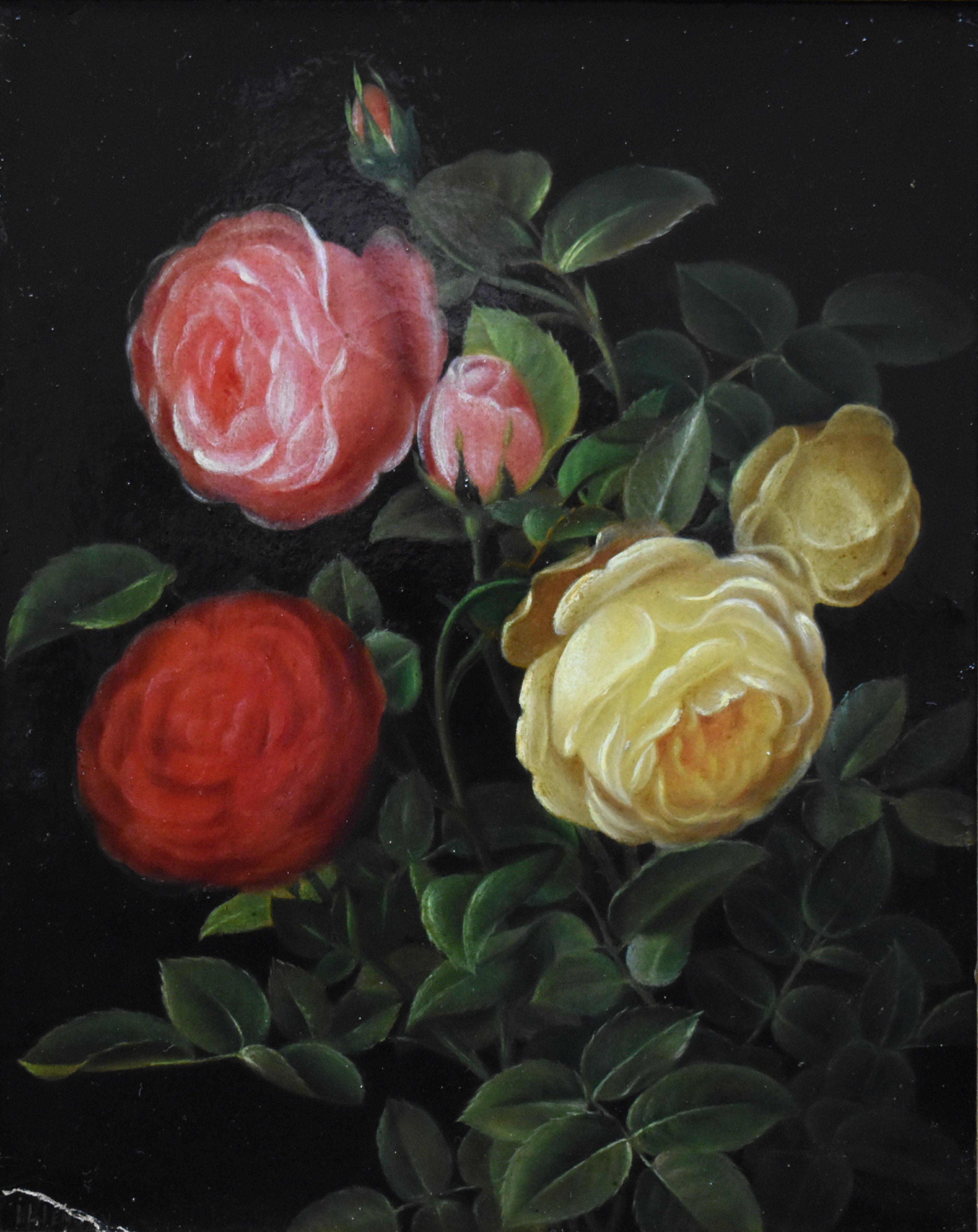 Danish Still Life Oil Painting Signed - Black Still-Life Painting by Johan Laurentz Jensen