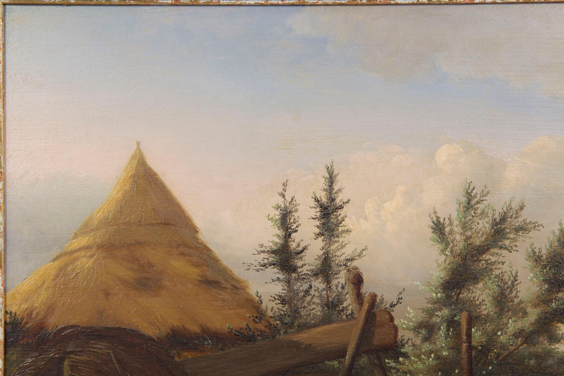 Johan Leemputten Antique Landscape Oil Painting “Countryside Fowl”, circa 1868 3