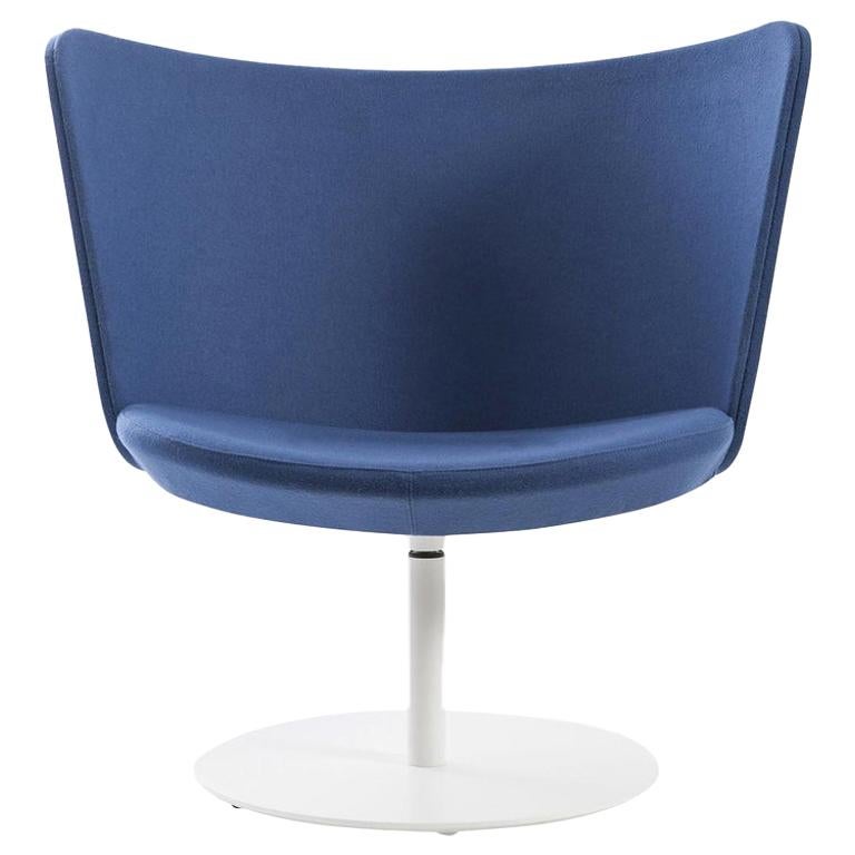 Johan Lindstèn Embroidery Simple Armchair in Blue Hero Fabric for Cappellini