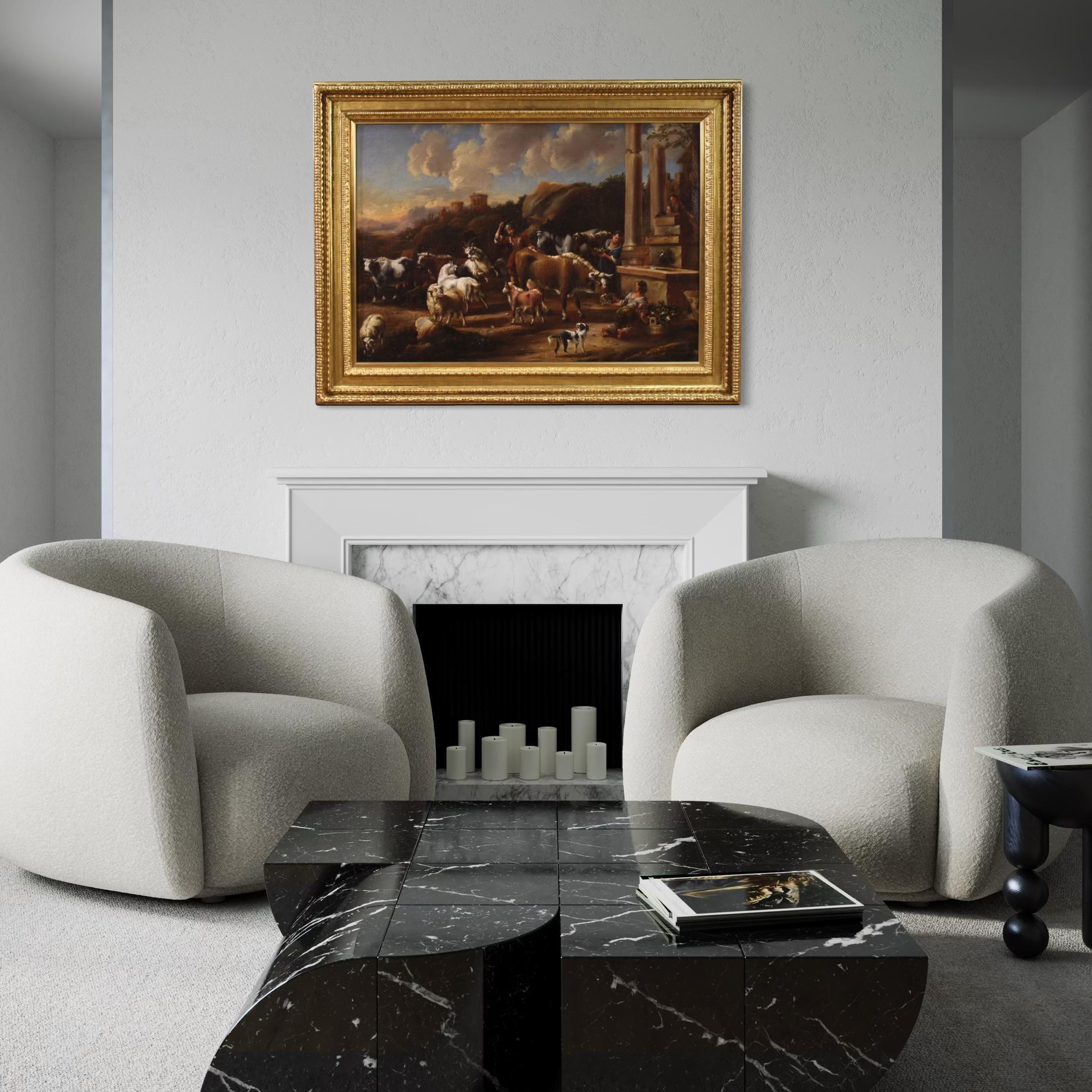 18. Jahrhundert Öl auf Leinwand Italienisch antike Landschaft mit Ruinen Gemälde, 1790 im Angebot 9