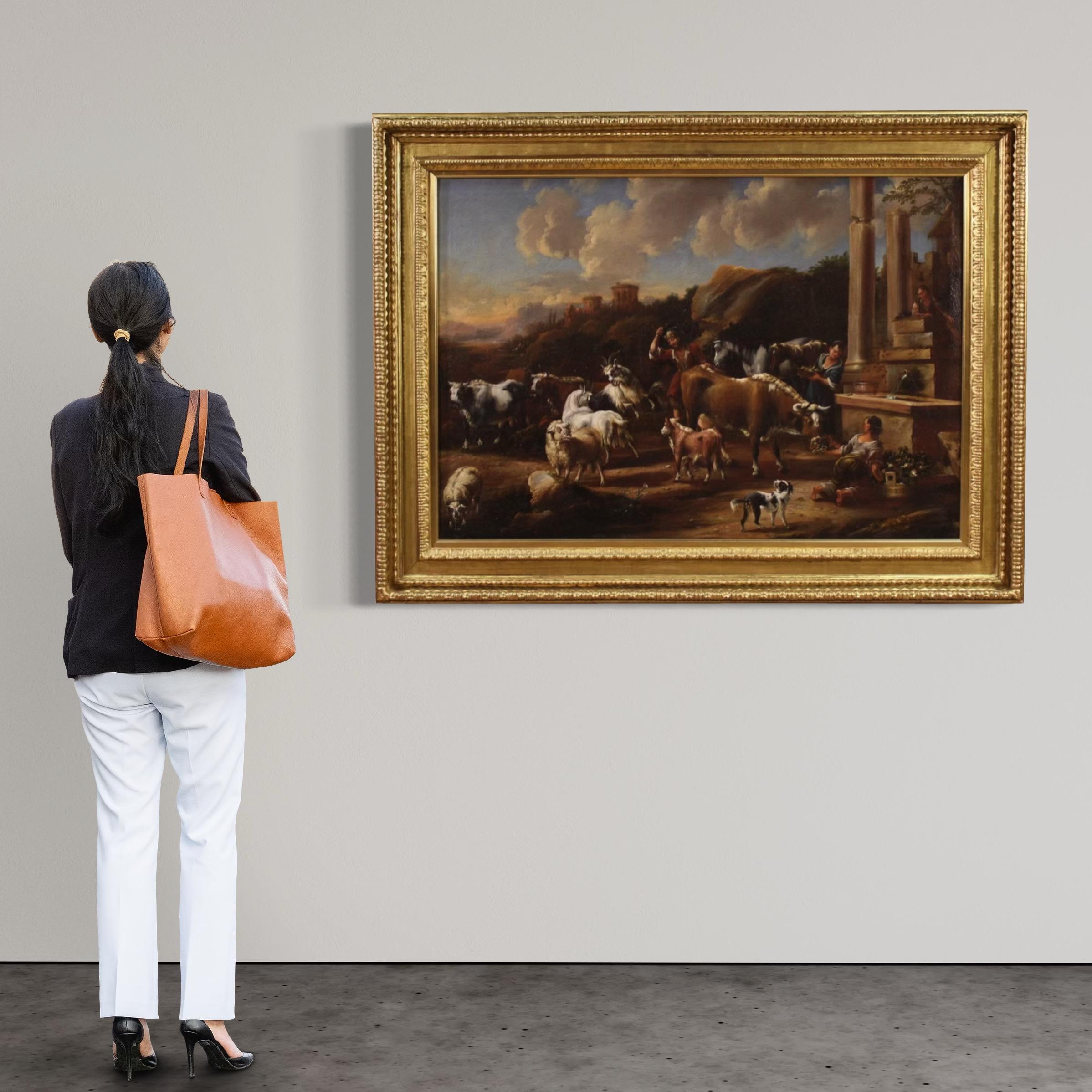 18. Jahrhundert Öl auf Leinwand Italienisch antike Landschaft mit Ruinen Gemälde, 1790 – Painting von Johan Matiaz Wuerzer