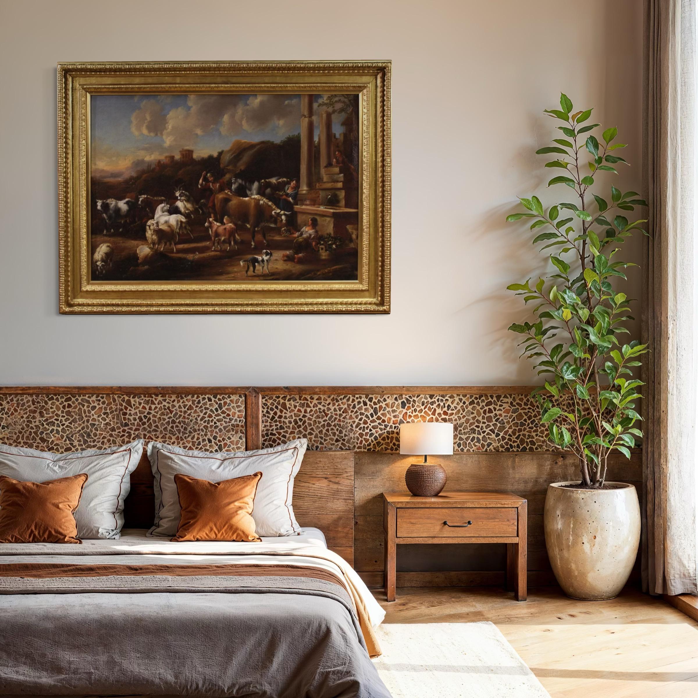 18. Jahrhundert Öl auf Leinwand Italienisch antike Landschaft mit Ruinen Gemälde, 1790 im Angebot 1