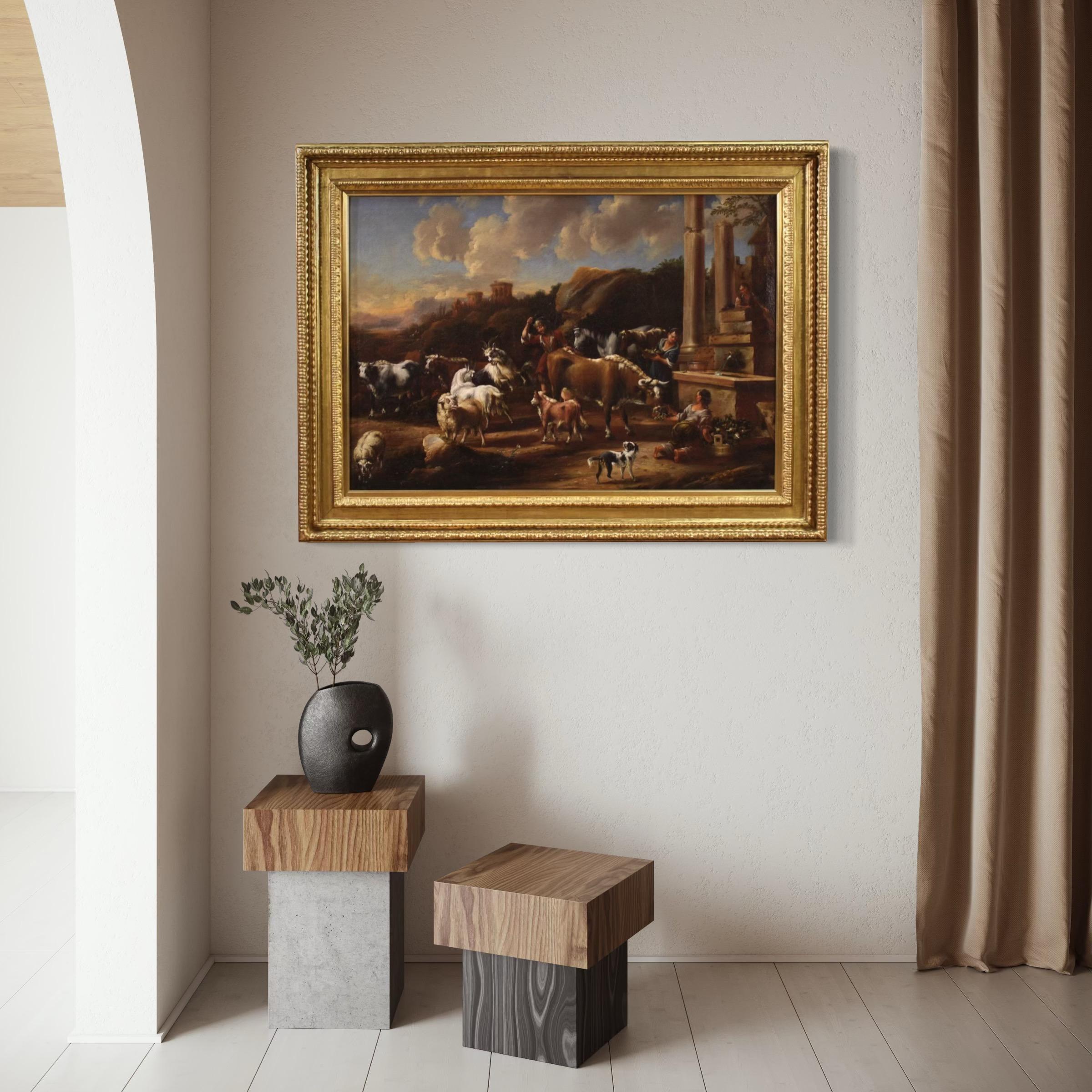 18. Jahrhundert Öl auf Leinwand Italienisch antike Landschaft mit Ruinen Gemälde, 1790 im Angebot 4