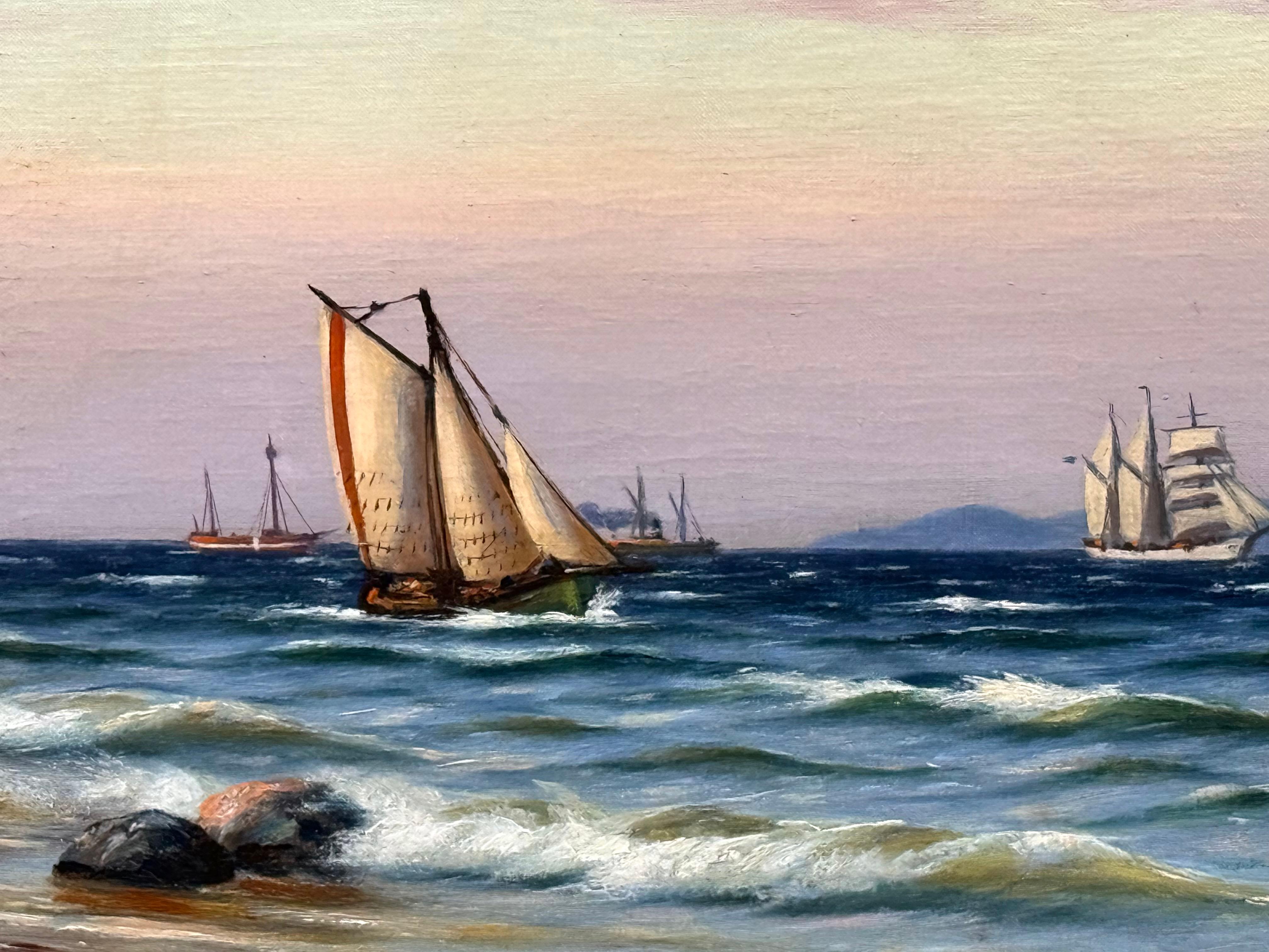 “Sailing Ships off the Coast” For Sale 3