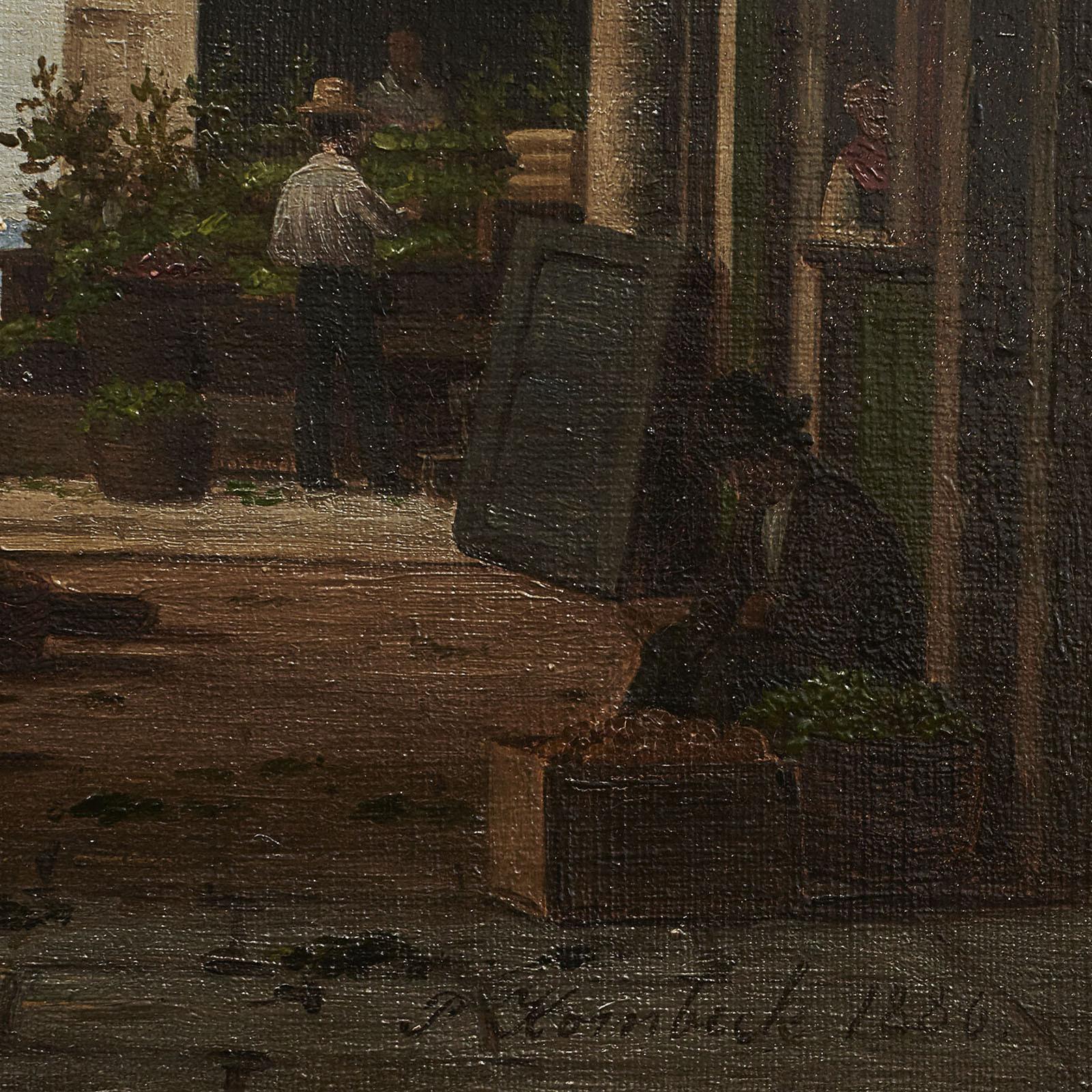 Gemälde Johan Peter Kornbeck, „Der Markt am Garda-See, Italien im Zustand „Gut“ im Angebot in Kastrup, DK