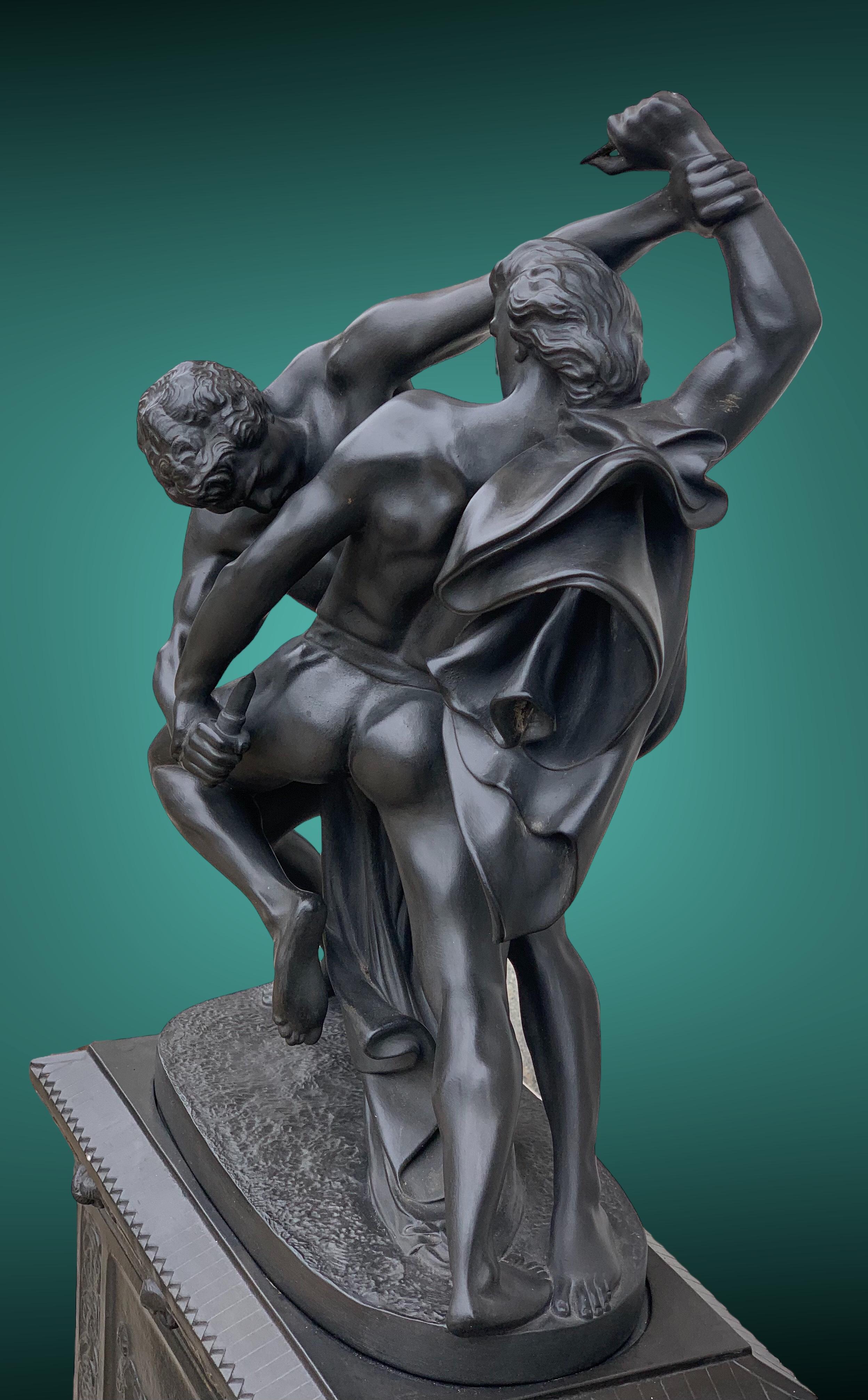 “Knife Wrestlers”, After  The Statue By J. P.  Molin, Stockholm 1867 For Sale 1