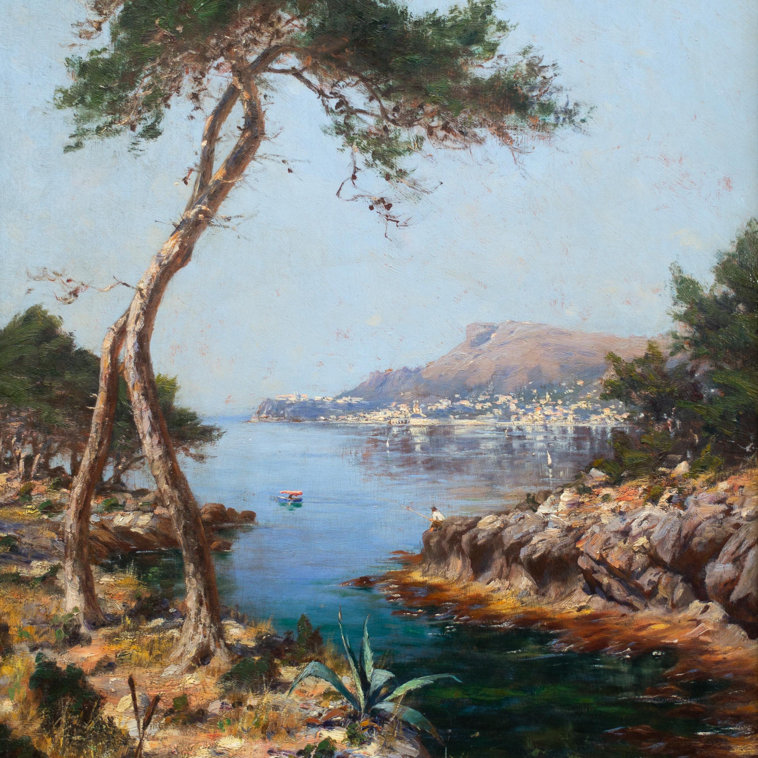 Sea View from Menton, Côte d'Azur, France. By Johan Peter von Wildenradt For Sale 1