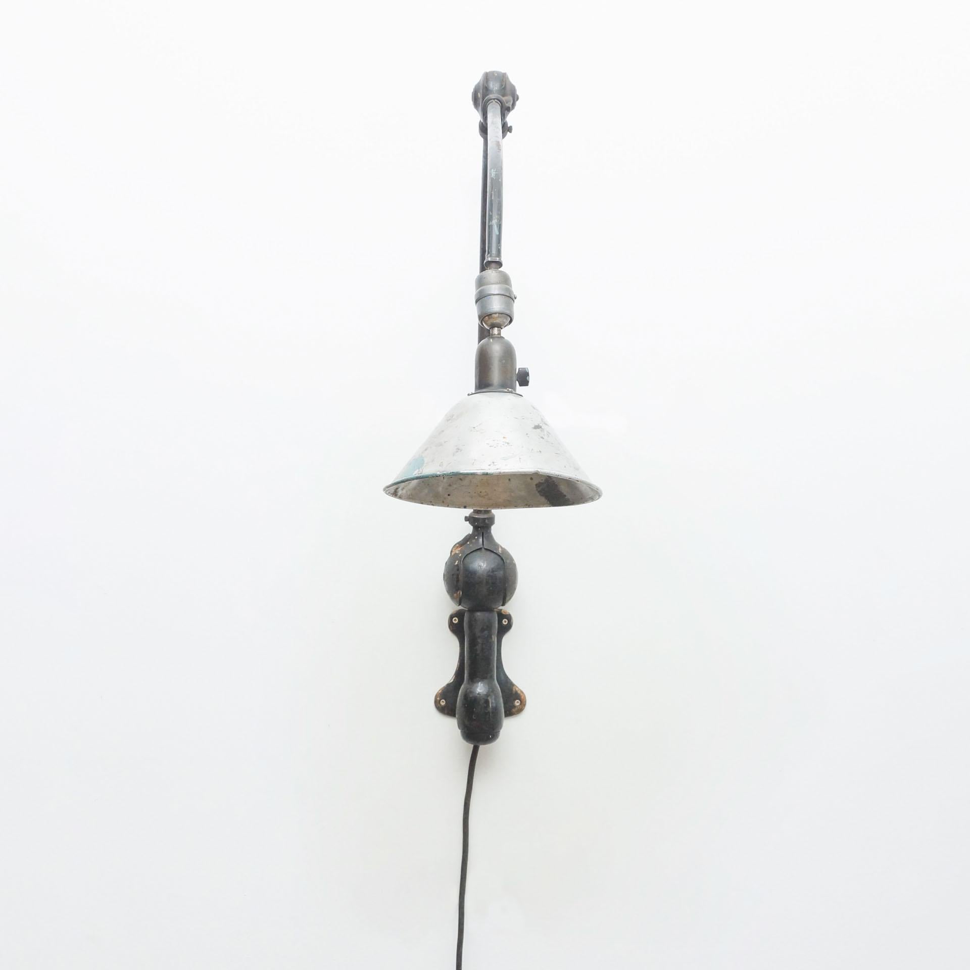 Swedish Johan Petter Johansson Triplex Metal Industrial Wall Lamp, circa 1930