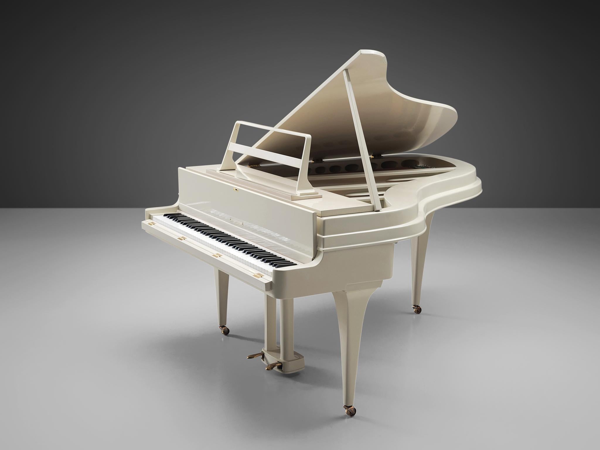 J.J. Rippen for Rippen Pianofabriek N.V, grand piano, cast aluminum, wood, brass, The Netherlands, design 1946, production 1950s. 

This model is a renowned grand piano conceived by the Dutch piano maker Rippen situated in Ede, The Netherlands. The