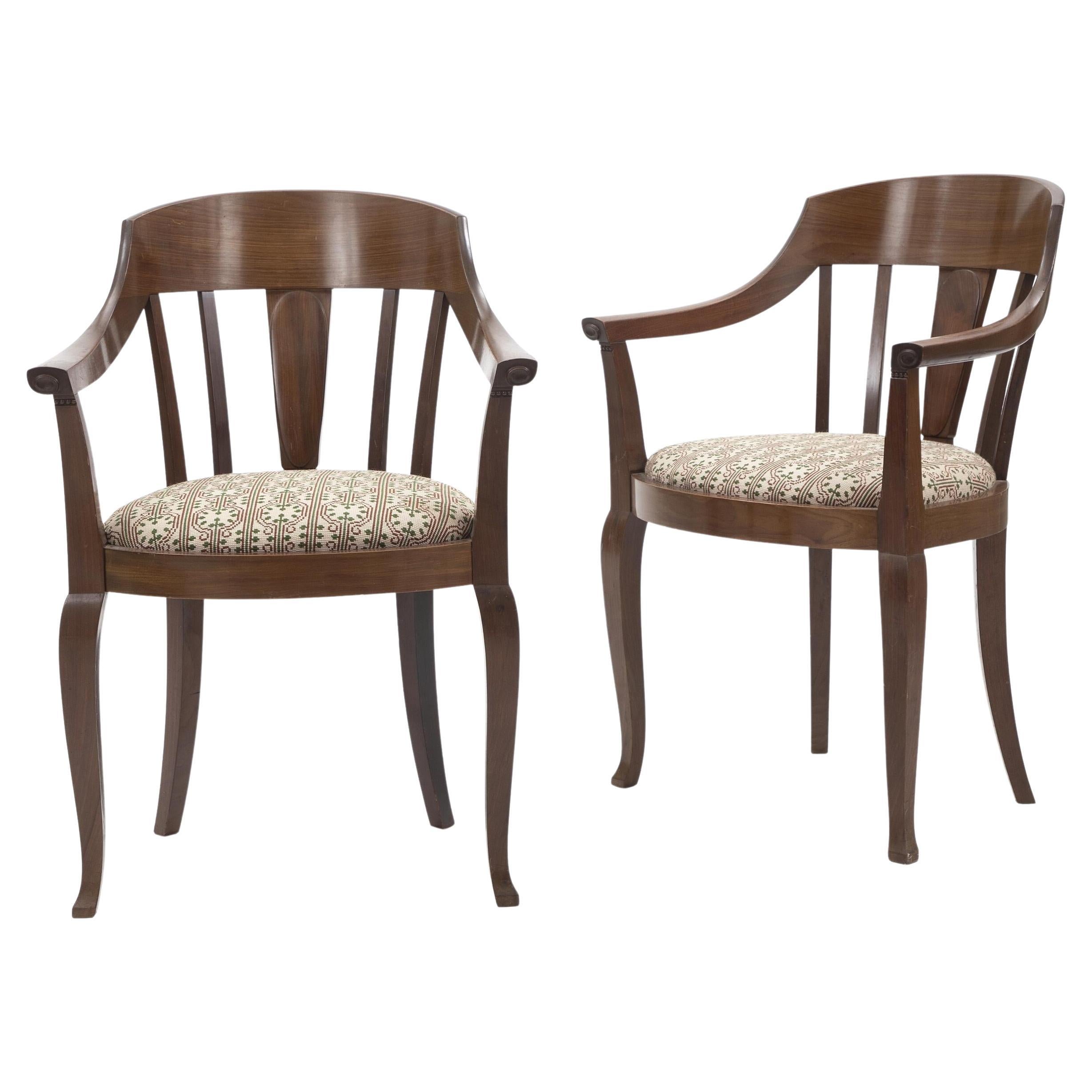 Johan Rohde a Pair of Chairs with Mahogany Frames, 1900-1910 For Sale