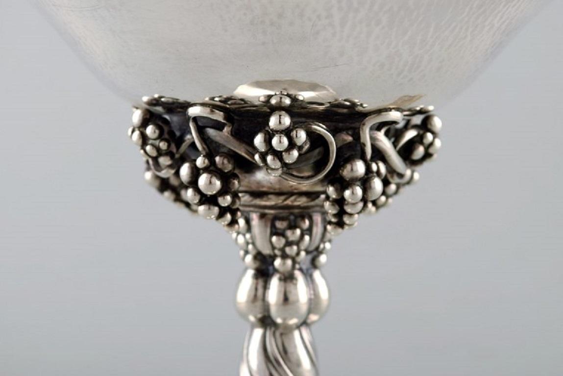 Early 20th Century Johan Rohde for Georg Jensen, a Pair of Grape Centrepieces in Sterling Silver For Sale