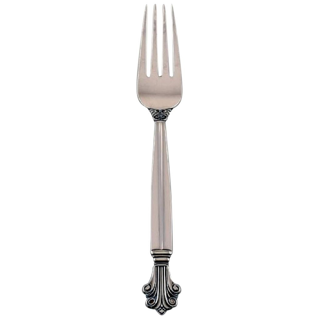 Johan Rohde for Georg Jensen, Acanthus Lunch Fork in Sterling Silver, Two Pieces For Sale