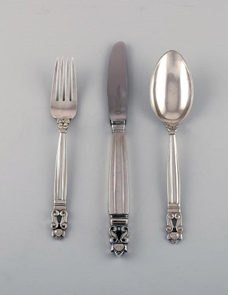 Art Deco Johan Rohde for Georg Jensen, Acorn Lunch Service for Six People, 1930s-1950s