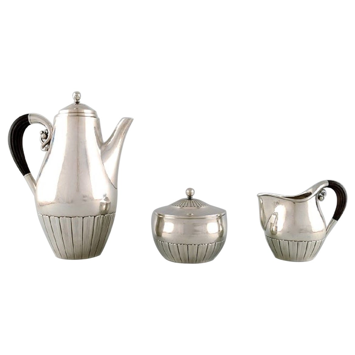 Johan Rohde for Georg Jensen, "Kosmos" Coffee Set in Sterling Silver