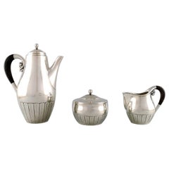 Johan Rohde for Georg Jensen, "Kosmos" Coffee Set in Sterling Silver