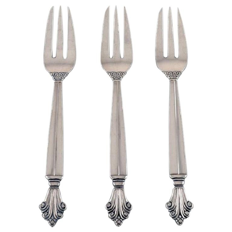 Johan Rohde para Georg Jensen, Tres primeros tenedores de acanto para repostería, 1917-1930 en venta