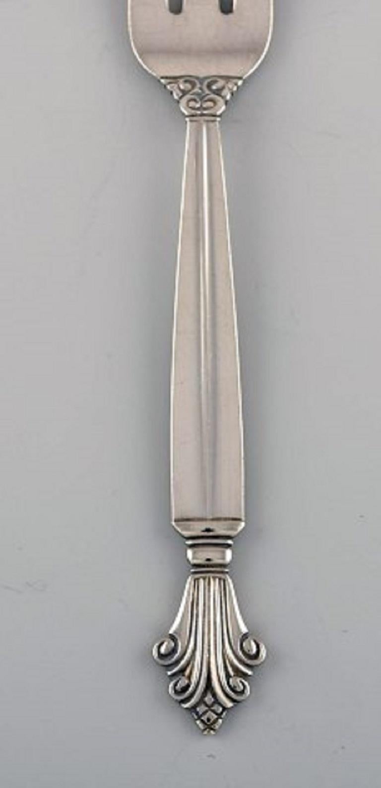 Art Deco Johan Rohde for Georg Jensen, Three Early Acanthus Pastry Forks For Sale