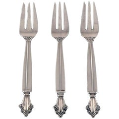 Vintage Johan Rohde for Georg Jensen, Three Early Acanthus Pastry Forks