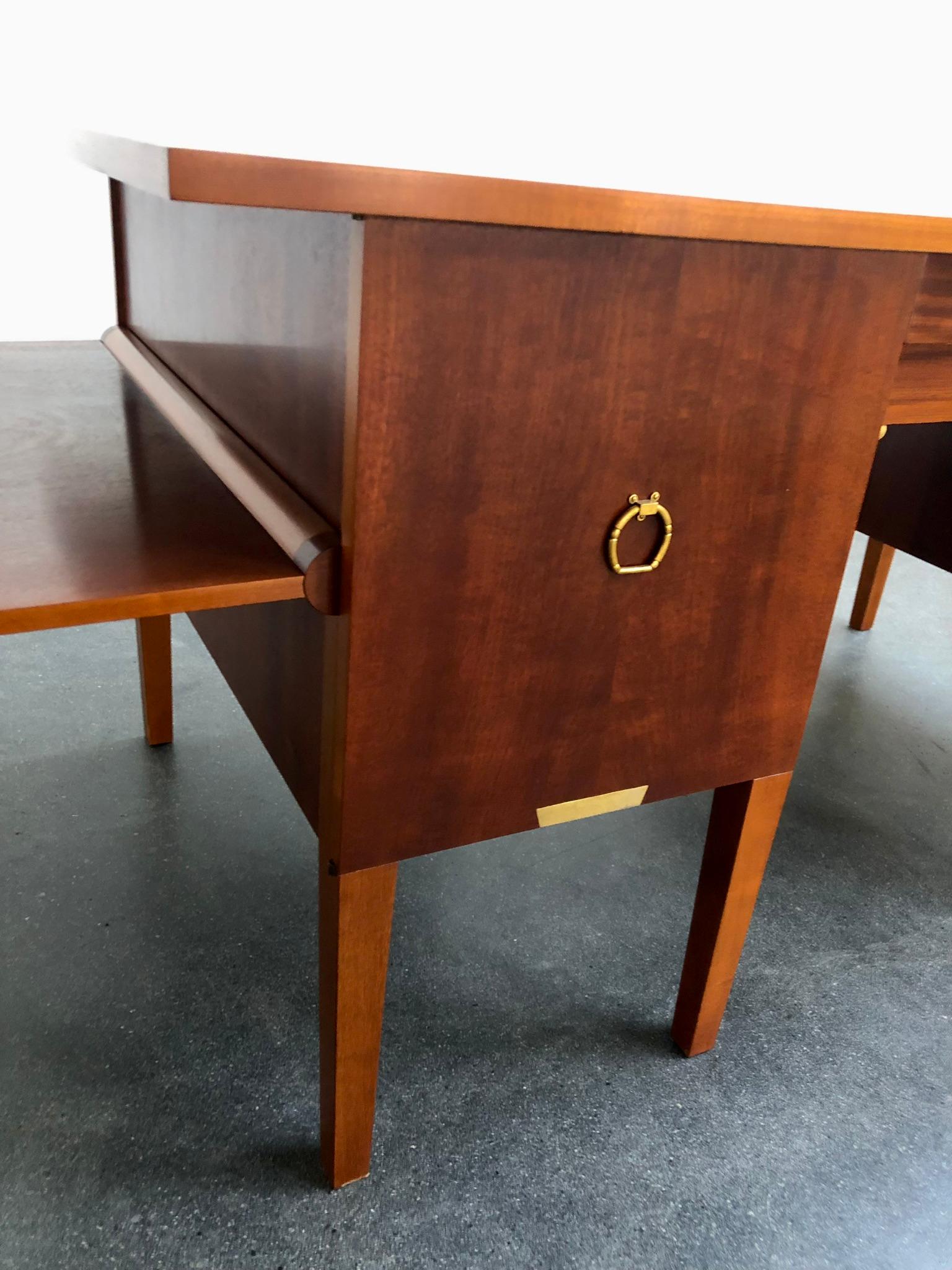 Danish Johan Rohde Unique Desk in Mahogany and Brass For Sale