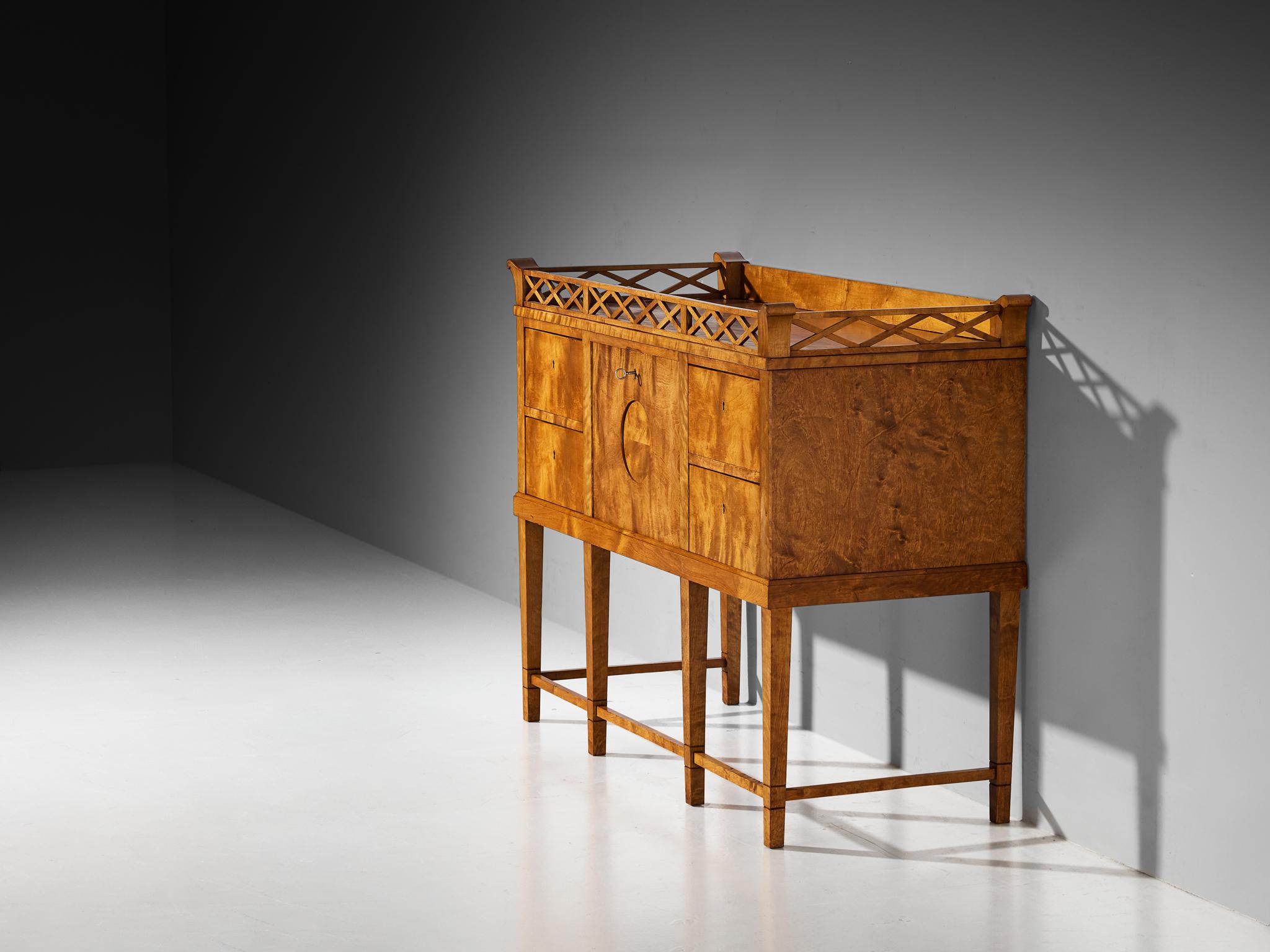 Arts and Crafts Johan Rohde Unique Sideboard in Birchwood For Sale