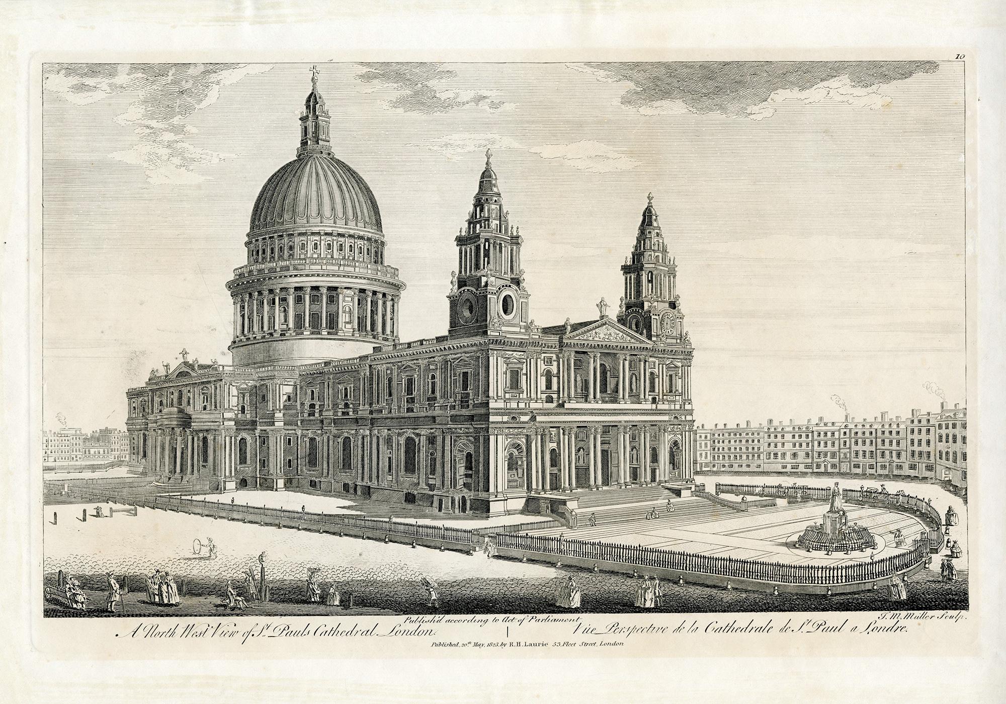 A North West View of St. Paul's Cathedral, London - Print by Johan Sebastian Müller