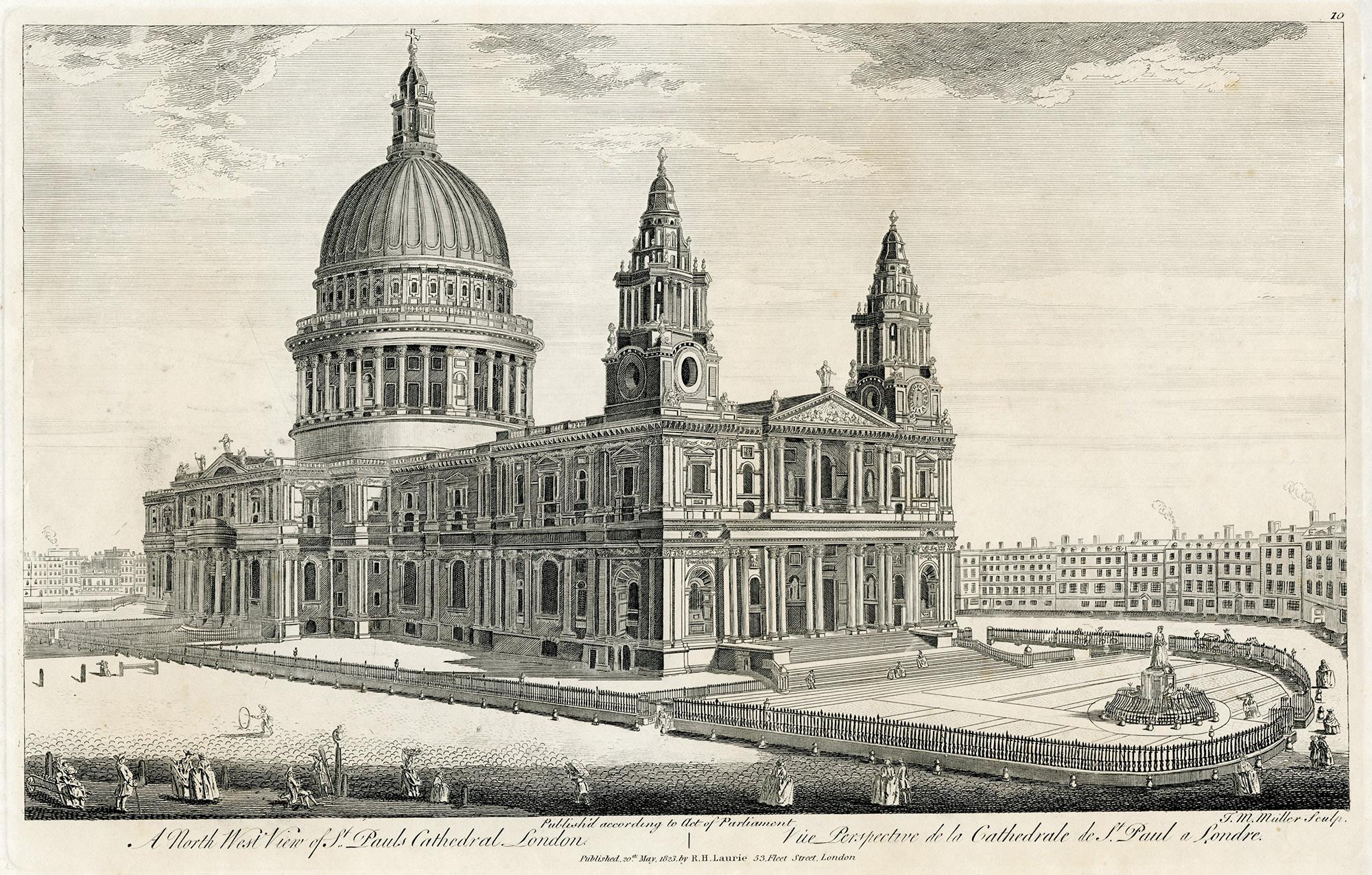 Johan Sebastian Müller Figurative Print - A North West View of St. Paul's Cathedral, London