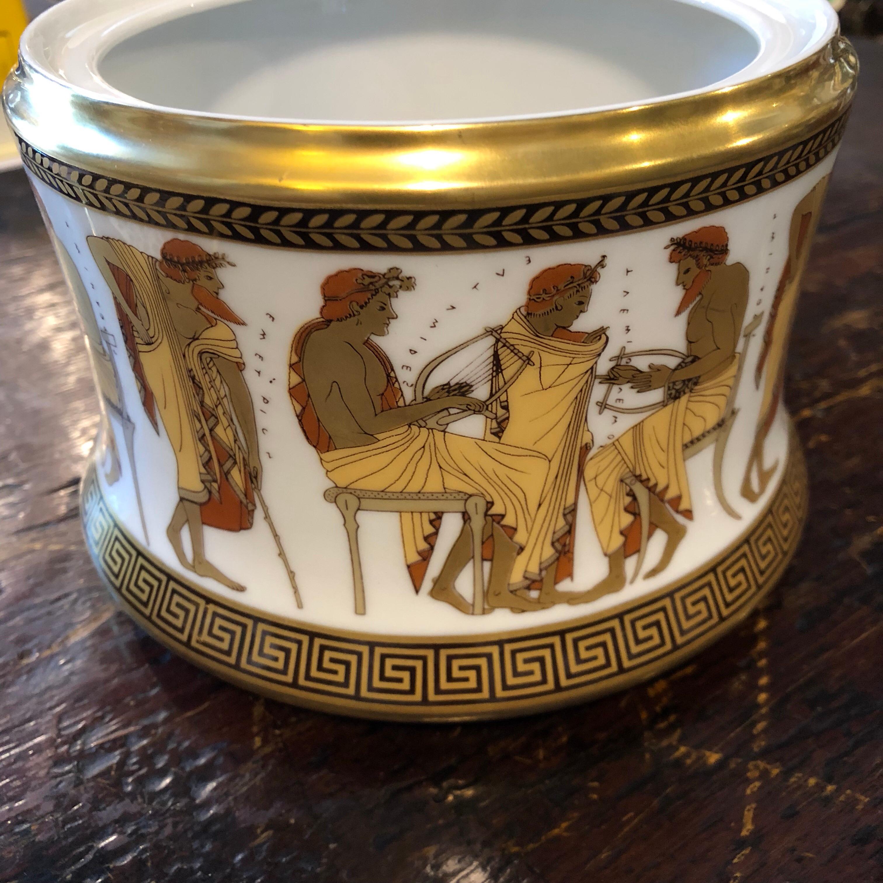 Johan Seltmann Egyptian Revival Style German Round Porcelain Biscuit Box  1960 1