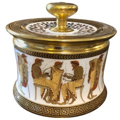 Retro Johan Seltmann Egyptian Revival Style German Round Porcelain Biscuit Box  1960
