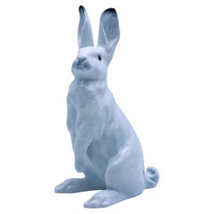 Johan Sirnes (1883-1966) "Sitting Hare" Sculpture, Porsgrund Porcelain, Norway