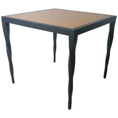 Johan Tapp Square Tan Leather Top 
Carved Ebony Legs 
Frame Game /Dining Table