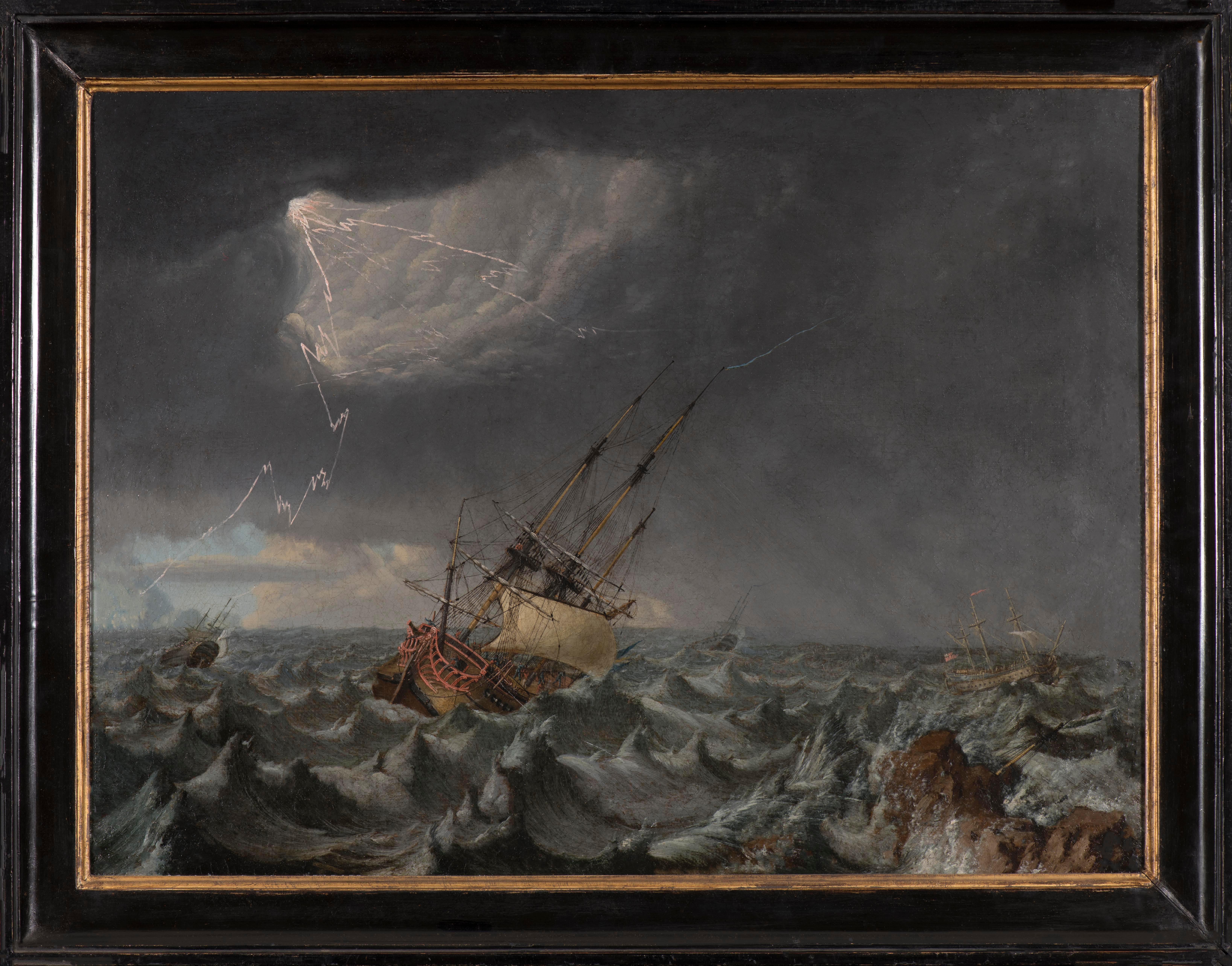 Ships in a Storm - Painting by Johan Tietrich Schoultz