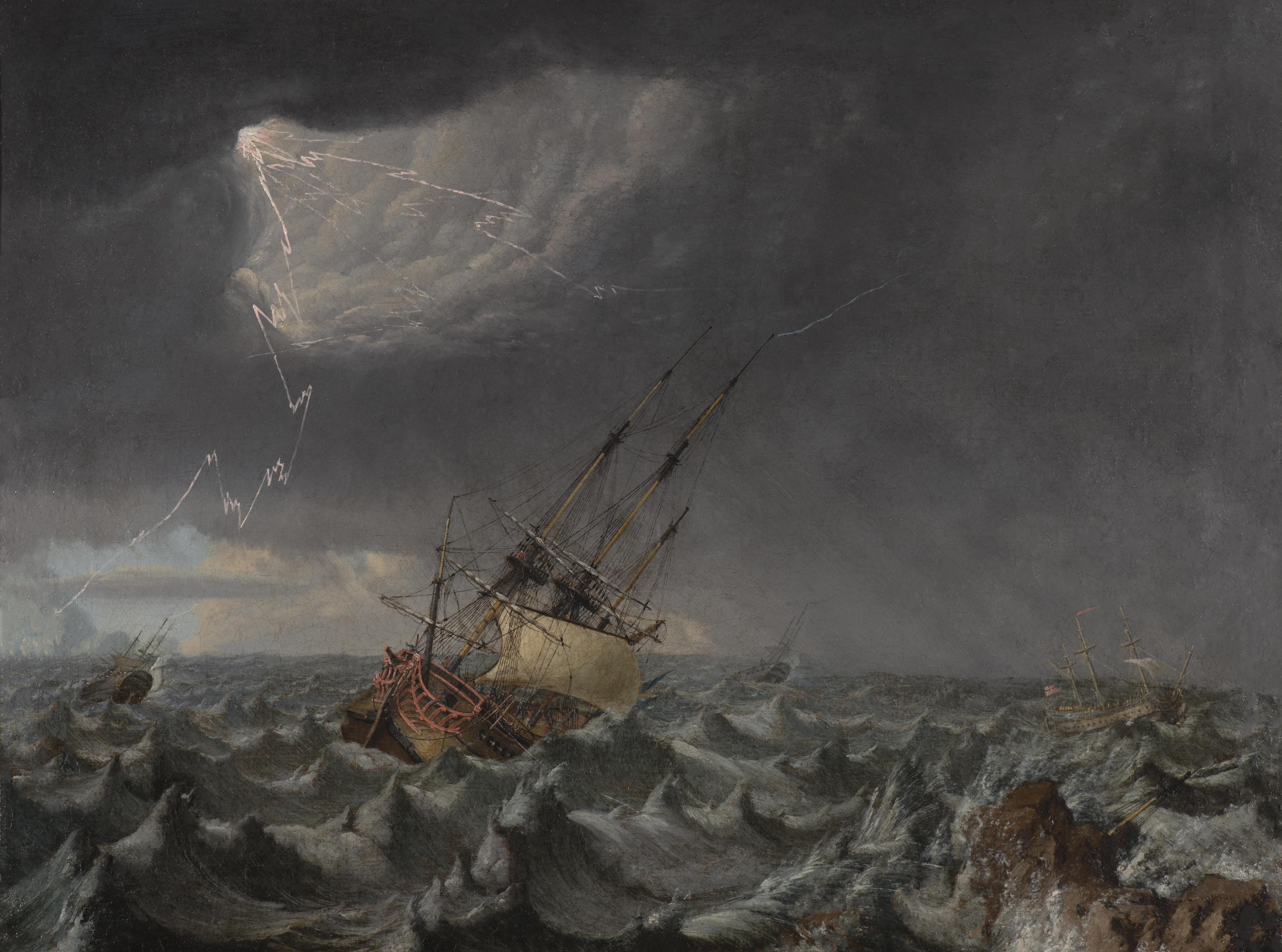 Johan Tietrich Schoultz Landscape Painting - Ships in a Storm