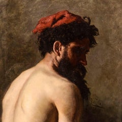 A Tunisian Fisherman by Swedish Artist Johan Tirén, 1880, Oil on Canvas