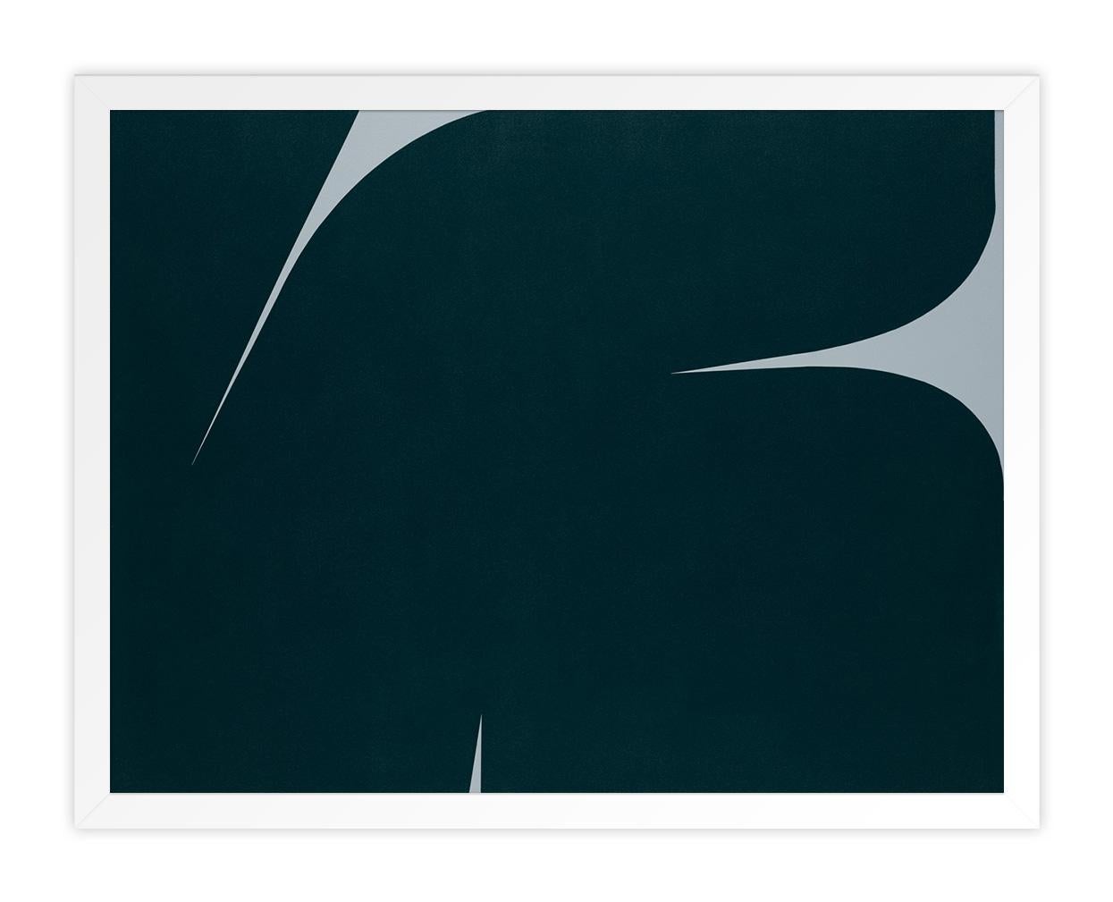 Untitled (Dark Green on Grey) - Black Abstract Print by Johan Van Oeckel