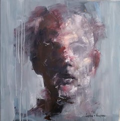 Oil on Canvas Expressive Grey Portrait 3