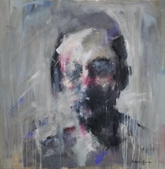 Huile sur toile Portrait gris expressif