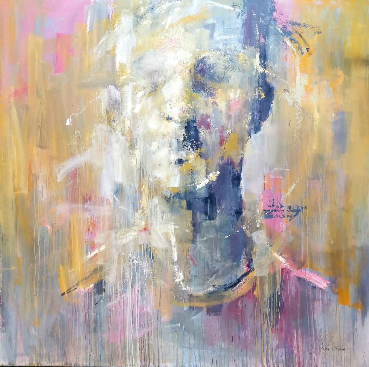 Oil on Board Abstracted Expressive Portrait "Untitled"